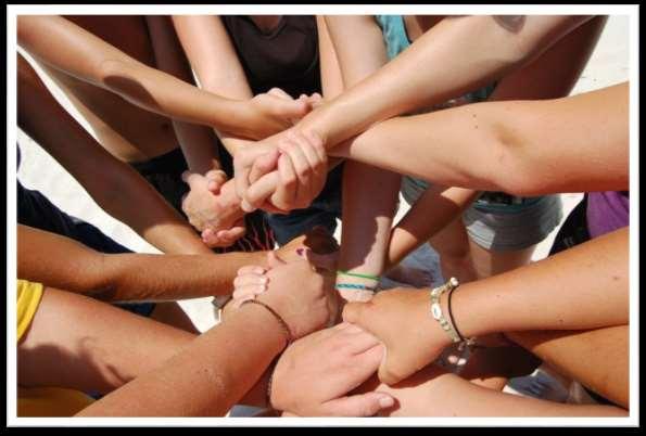 Human knot Each group stands in a circle facing inwards, shoulder-to-shoulder Everyone to lift their left hand and reach across to take the hand of someone standing across the circle Everyone to lift