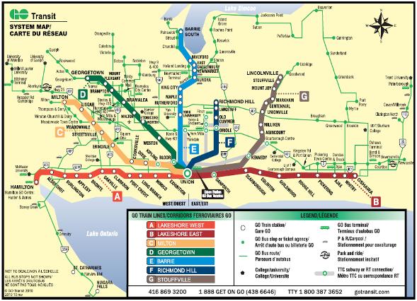Route 46: Highway 407 West Bus Service: This bus route provides weekday, limited stop express bus service between Oakville GO Station and York University primarily on Highway 407, Route 46 stops at