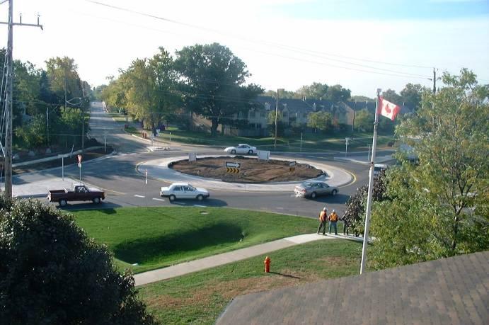3.6. Roundabouts The use of roundabouts (see Figure 11) as an intersection treatment is becoming increasingly popular in North America, and can be considered as an alternative form of traffic control