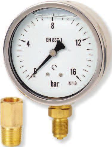 6% FSD) Option of brass no loss connector 1 /2 inch BSP connection Boiler Gauge Black steel case and bezel Ranges 0 1