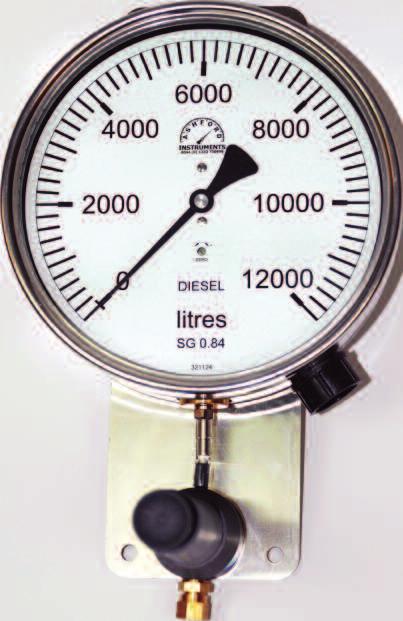 5 inch BSP screw fitting Typical scales in litres, imperial gallons, US gallons, tonnes, kilograms or percentage Customised scales available on request Bubbler Tank Contents Gauge with Hand Pump