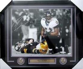 HAND SIGNED SPORTS MEMORABILIA RAVENS Ray Lewis Signed Baltimore Raven 16x20 Framed Photo Over Roethlisberger JSA (BWU001IS) $355 Ray Lewis Baltimore unsigned Ravens Sports Illustrated 16x20 Framed