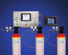 calibration using multiple gases being distributed to one outlet