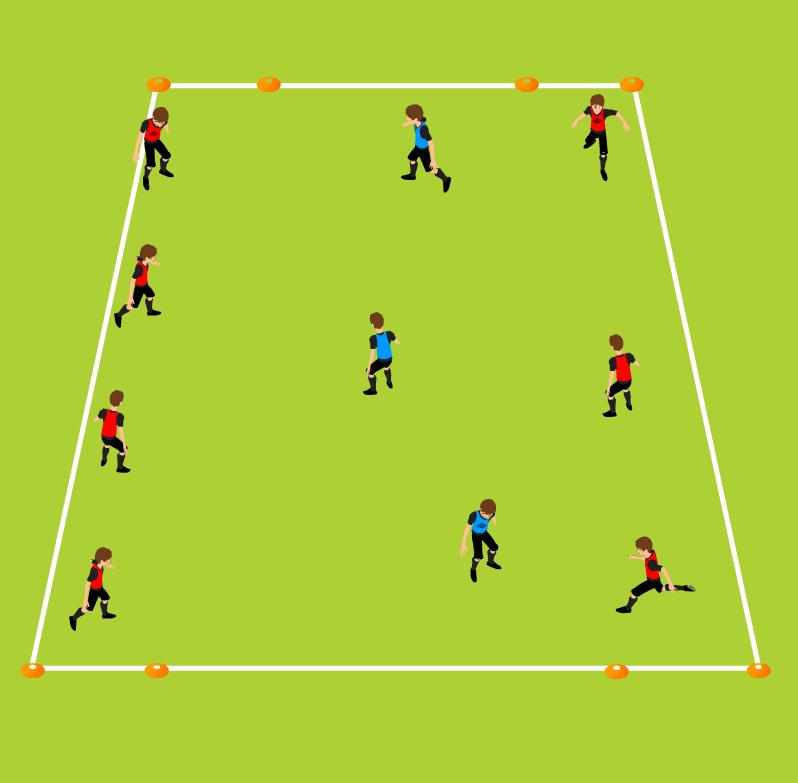 Week Five - Fitness Street Tag Improving coordination, speed and agility 30 yards (length) x 15 yards (width); vary size by age and ability 8 Cones, 2 pinnies Two players in the street (Street