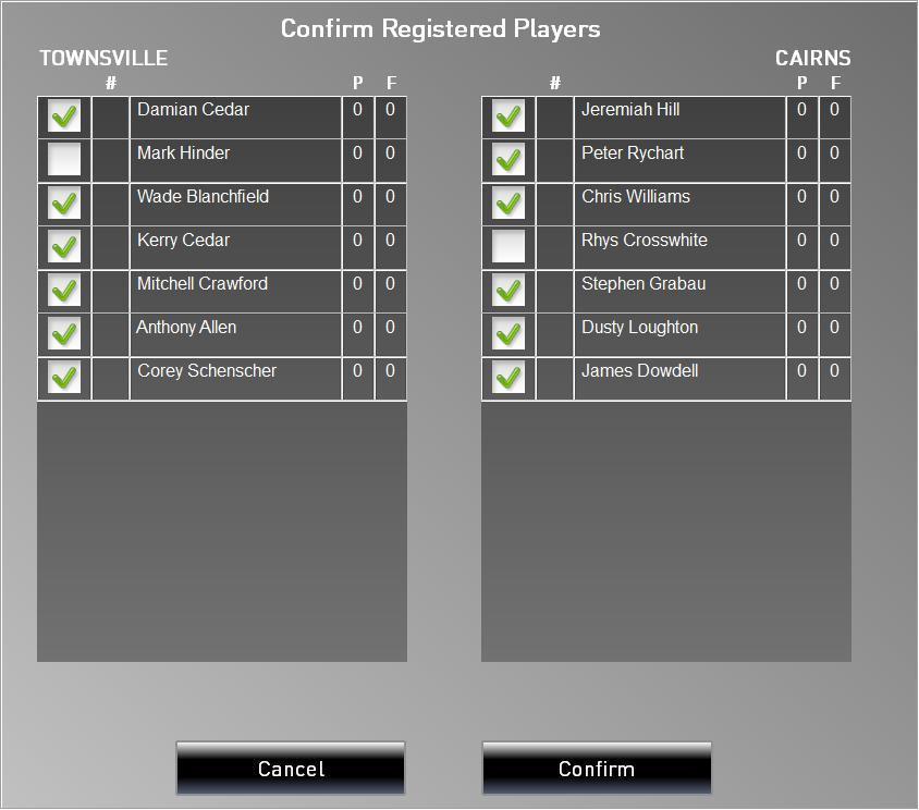 Page 4 Select Active Players The scoring screen appears and the players who are playing in the