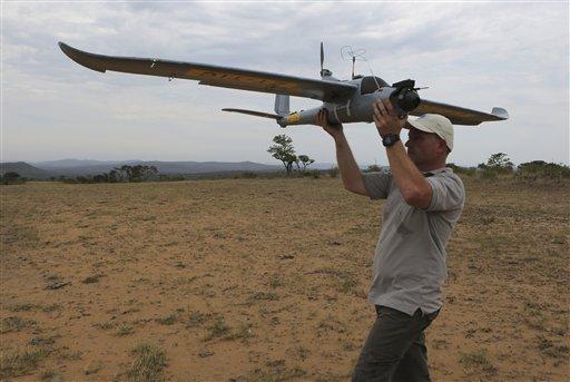 In South Africa, drones used to battle rhino poaching 23 February 2016, by Christopher Torchia prepared for launching in the Hluhluwe-iMfolozi Game experiments have foundered.