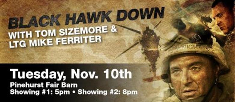 Celebrate our Veterans with a screening of Black Hawk Down presented by the Veteran Golfers Association (VGA). Tom Sizemore and LTG Mike Ferriter will be in attendance as well.