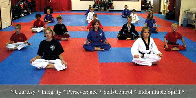 INSIDE THE DOJANG Bowing Bowing normally takes place at the beginning and end of practice sessions, from the edge of the mat or practice area towards the flags and when greeting/ addressing an