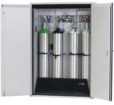 Accessories Cylinder cabinet Gas cylinder safety cabinet DESCRIPTION: Safety storage cabinet for the storage of flammable or toxic gas cylinders in working areas for 1 to 4 5 l cylinder according to