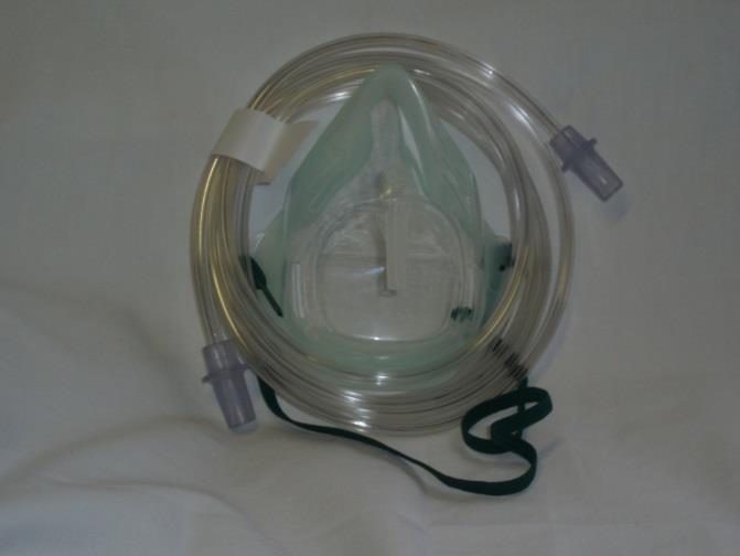 Simple Face Mask (Medium Concentration Mask) The simple face mask has a soft plastic face piece with vent holes provided to allow exhaled air to escape.