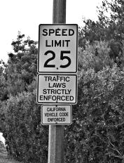 effectiveness may be limited Not self enforcing Should not be used in remote areas Moderate cost to use due to staffing requirements Expensive to enforce Speed Limit Sign Signs that define the legal