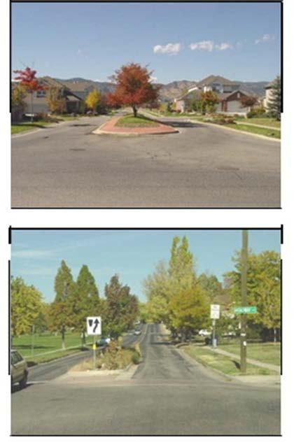 APPLICATION: Placed in a roadway to define the entry to a residential area and/or to narrow each direction of travel and interrupt sight distance along the center of the roadway Effectiveness:
