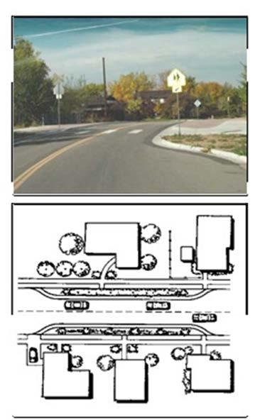 APPLICATION: Typically used adjacent to intersections where parking is restricted Can be used to narrow roadway and shorten pedestrian crossings Can be used mid-block Effectiveness: May slow traffic
