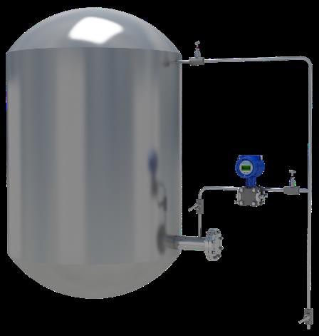 Sealed container level measurement-single flange level transmitter Use a single flange diaphragm system for sealed container level measurement.