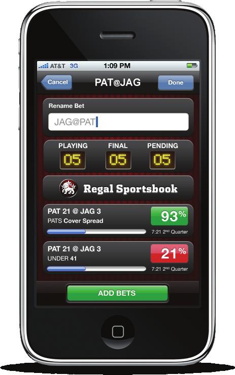 Branded iphone Application Alert and Alert detail screen Product Overview Features: Monitor and Track each Bet placed in real time View Bet