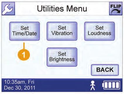 5 SETUP AND CARE SETTING TIME AND DATE 1 On the Utilities Menu screen, touch Set
