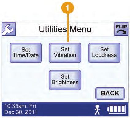 SETTING VIBRATION MODE The Set Vibration screen lets you change alarms from audible tones to a vibration.