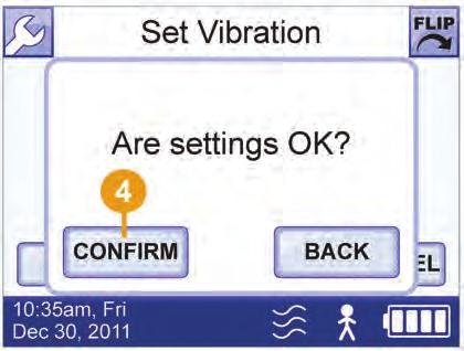 1 On the Utilities Menu screen, touch Set Vibration.
