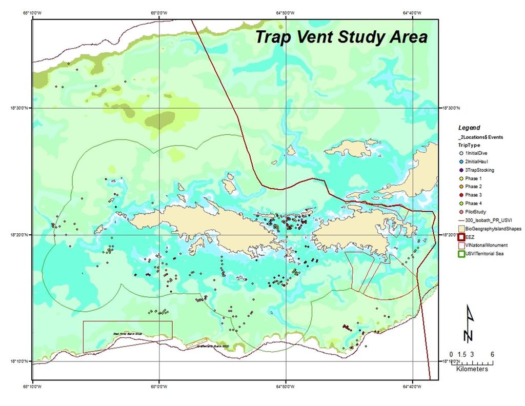 Olsen, D. and R.L. Hill GCFI:65 (2013) Page 343 The boxfish showed no reduction in traps with the vents except the largest widths of the pilot study.