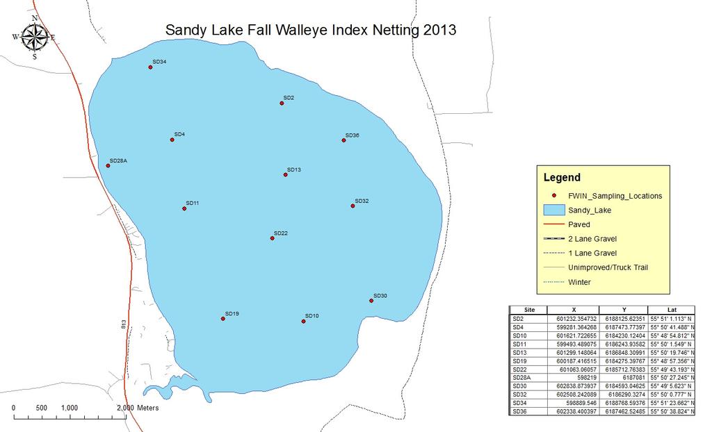 Figure 1. Map of the Fall Walleye Index Netting sampling location on Sandy Lake, Alberta, 2013 Figure 2.
