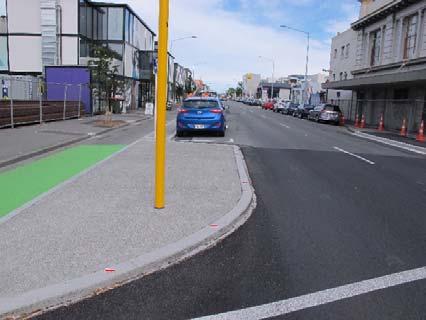 environment. Photo 1: Example of new constrained road environment. Note low conspicuity of kerb.