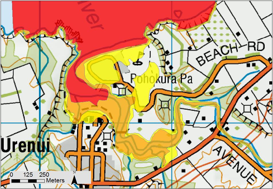 The evacuation zones for Urenui and Onaero are shown in Figure 11 and Figure 12. Urenui Beach Road Whakapaki St.