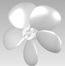 The hubless rim-driven propeller has stronger root vortices than tip vortices. Its turbulence intensity and wake are both slightly more uniform than rim-driven propeller with hub.