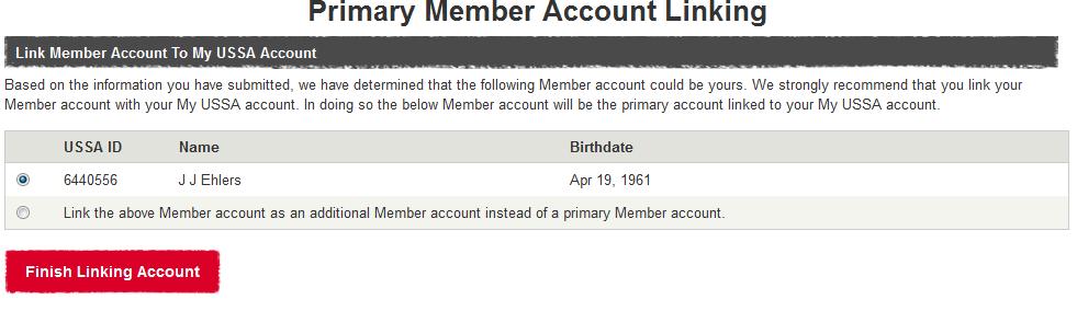If you don't have a member linked to your account, you will have a page displayed as below.
