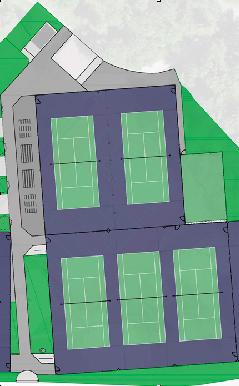 Phase 1 Storage shed Washrooms Five (5) Tennis Corts with potential for separating ot one single as ftre expansion Bilt to International Tennis Federation (ITF) specifications with N-S orientation