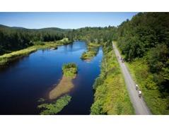 Built on an old railway line in the Laurentians, it is now used year round by cyclists, cross country skiers & walkers.