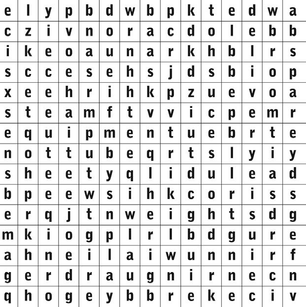 CAN YOU FIND THESE words? Find the listed words in the puzzle below. Words can be written forwards, backwards, vertically and diagonally.