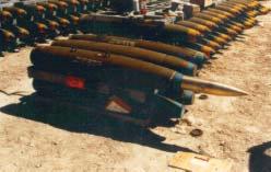 They were placed inside the second stack of inert bombs, as shown in the picture.