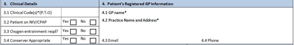 Sections 3 & 4 : Clinical Details / Patient s GP Information Clinical codes (found on page 2 of the ehoof/drops down when hover over with cursor on ehoof) indicate the category a particular