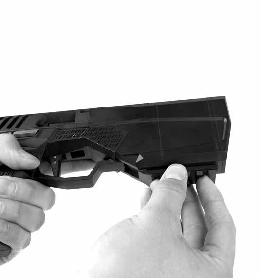 To attach a KeyMod rail section to the bottom of the silencer portion of your Maxim 9, align the KeyMod Nuts on the