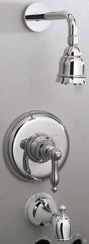 nickel) Decorative showerhead Slip-fit spout with diverter Pressure balanced