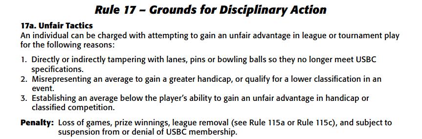 7. Q. What happens if a bowler is found to have submitted an incorrect average so they could compete in a lower division?