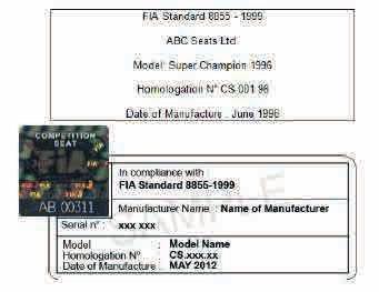 ) Racing seat, if original seats are changed it must be for seat system for which the FIA Homologation is valid.
