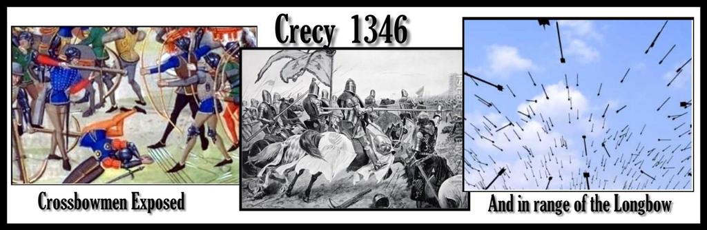 The Battle of Crecy between England and France over who was who in 1346 shortly after the Crusade Era in the Levant shows the tradeoffs between crossbow and longbow.