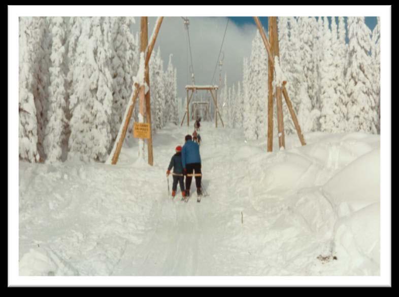 1960 The snow conditions were discovered in the trees outside of Kelowna and a small ski