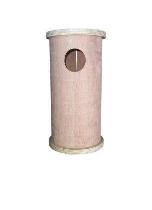 00 N/A N/A N/A N/A Round Small Parrot Plywood Box Innovative style nestbox. Full exterior plywood construction. Replicates the natural hollow log.