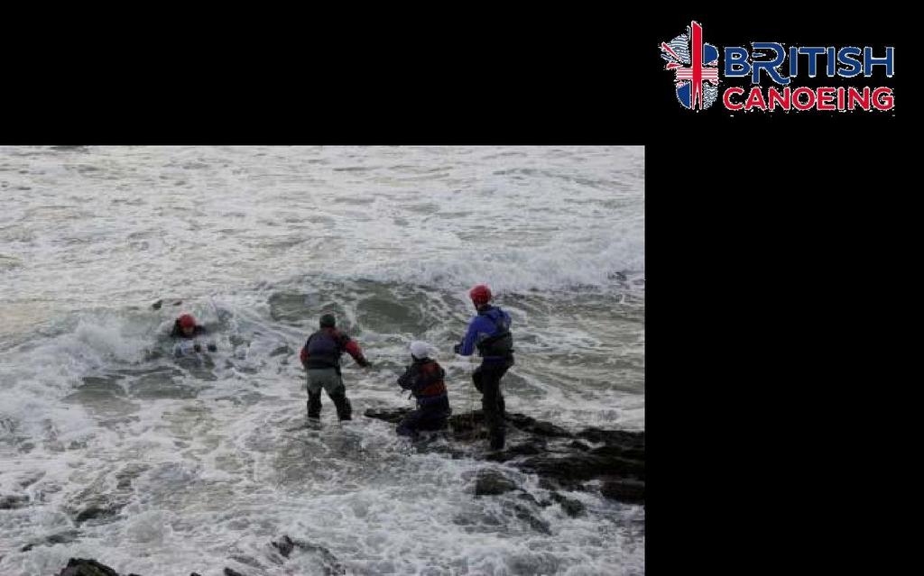 The rescuer must ensure that the timing is accurate and the swimmer is not in danger of colliding with rocks or other obstacles if a set comes through the rip.