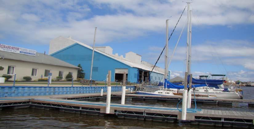 7. Grand River Marine Co. Grand River: Privately owned marina with 29 floating wood and steel slips able to accommodate vessels up to 40' and a 189 vessel dry rack capacity.