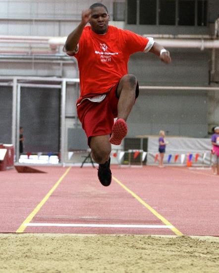 Running Long Jump 1. In the long jump, an athlete must be able to jump at least one meter, which is the minimum distance between the toe board and the sand pit. 2.