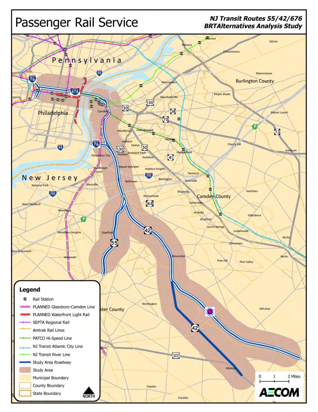 Figure 1: Study Area Map Study Area NJ Transit Routes 55/42/676 Transit