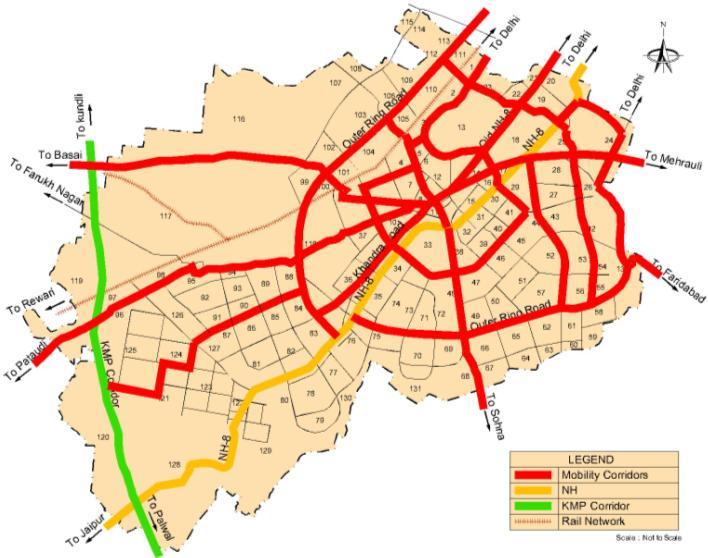 4.3 Public /Mass Transit Strategy Volume to capacity ratios on the major roads connecting Delhi to Gurgaon (MG road and Old NH road) has already crossed 1 and need urgent attention.