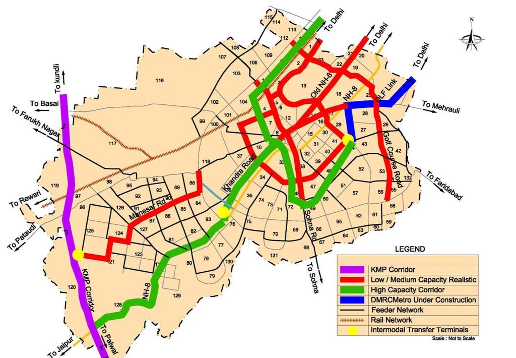 Mass Transport Plan under Realistic scenario A comparison of the traffic on mobility corridors in GMUC under do- nothing scenario and with the mass transport projects recommended in IMP is presented