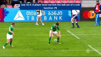 Global Law Trials Law 16 Law Law 16.4 : Other Ruck Offences Law Amendment Trial A player must not kick the ball out of a ruck.