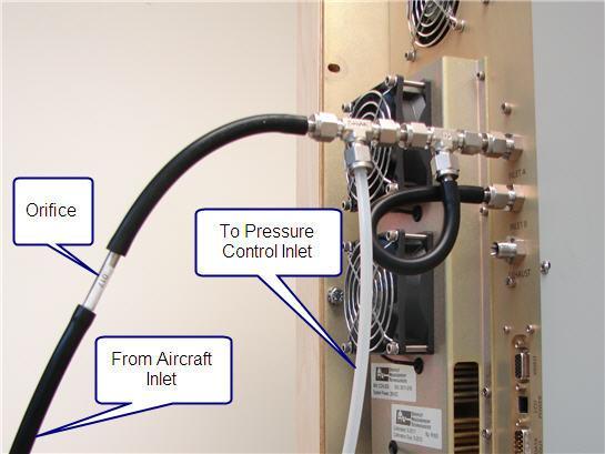 Figure 4: Inlet Tubing and T Attached to CCN-200 Inlet 3.0 Pre-Flight Set-up Setting the inlet manifold set-point involves selecting the correct orifice size..017 and.020 are provided.
