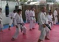 Heian Shodan, indicating to the students the importance of three
