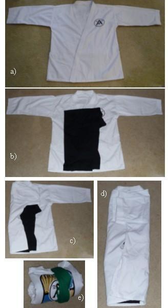 How to take good care of your karate uniform d) Fold second side over, again folding sleeve.